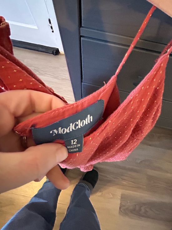 ModCloth "The Fabulous Tie-Shoulder Dress" in Burnt Orange Midi Sundress - Picture 4 of 5